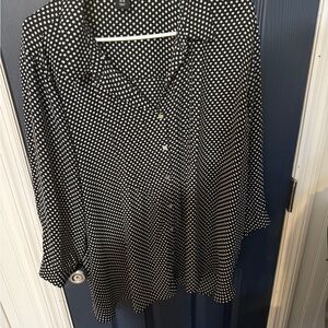 Elegant Black and White Polka Dot Button Down Shirt